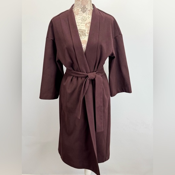 PROLOGUE  Women's eggplant/rich brown tie waist trench size XS - Picture 8 of 15